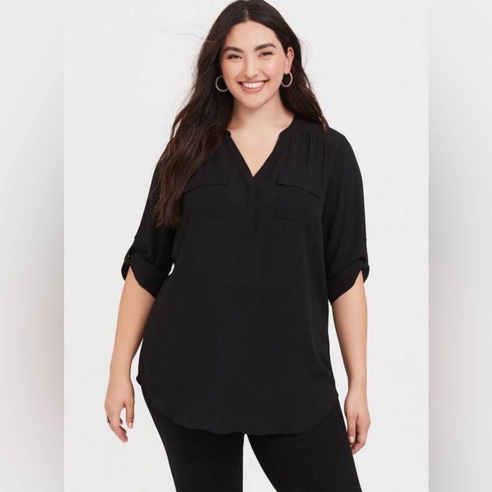 Torrid Black V-Neck Blouse